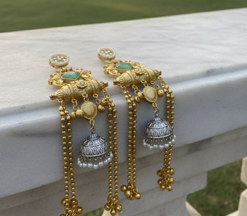 Tamanna dual tone Brass long earrings