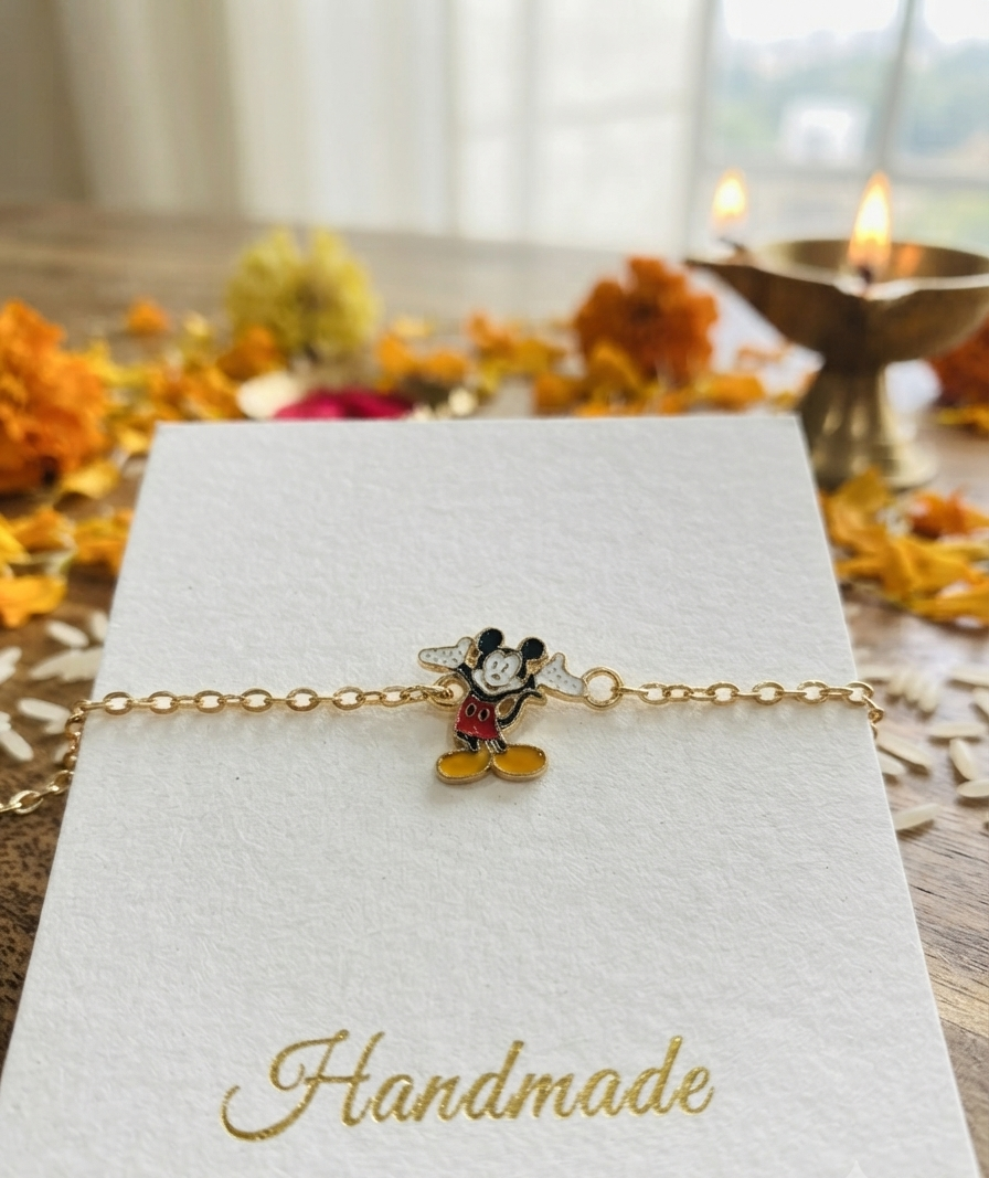 Mickey Mouse Bracelet Rakhi for Kids | Cartoon Character Bracelet Rakhi | Rakhi for Tiny Hands