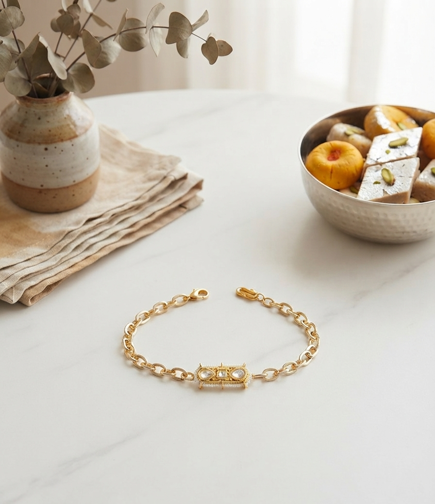 Bracelet Rakhi for Men | Golden Chain Bracelet Rakhi