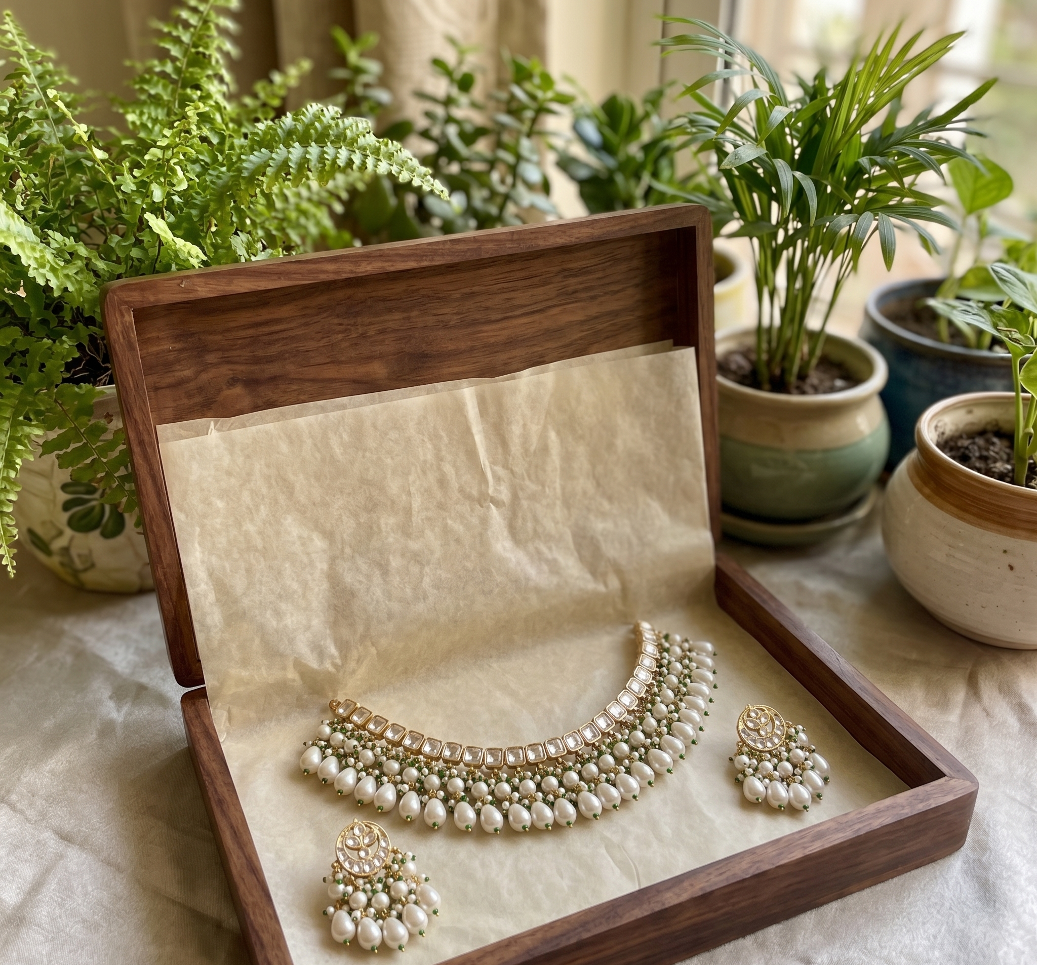 Anjana paachi kundan necklace set