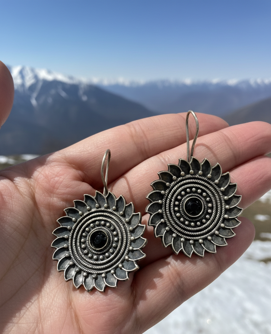 Sunflower metal dangle drop earrings
