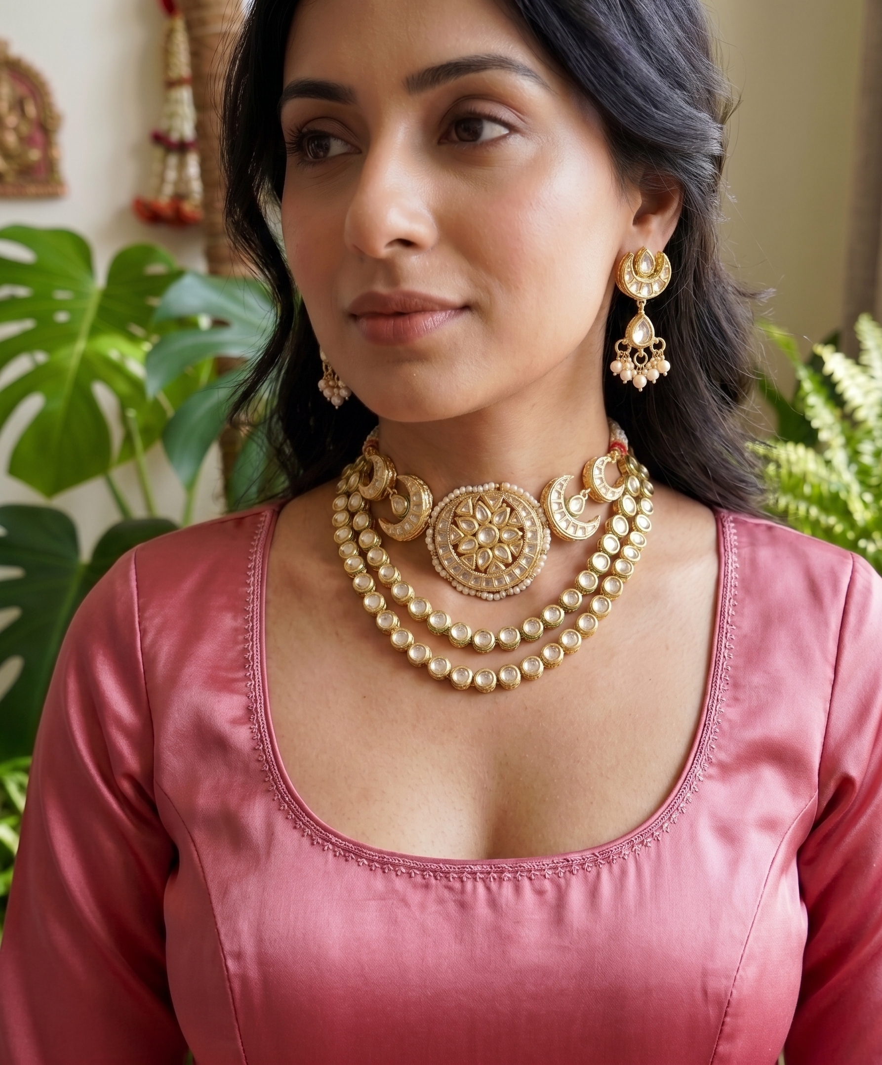 Akshara kundan choker necklace - set of 2 necklaces