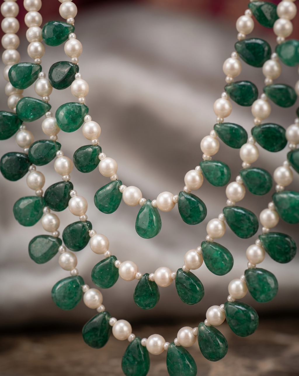 Emerald Pearl Groom Mala | Groom Necklace| Sherwani Mala| Green Necklace for Grooms