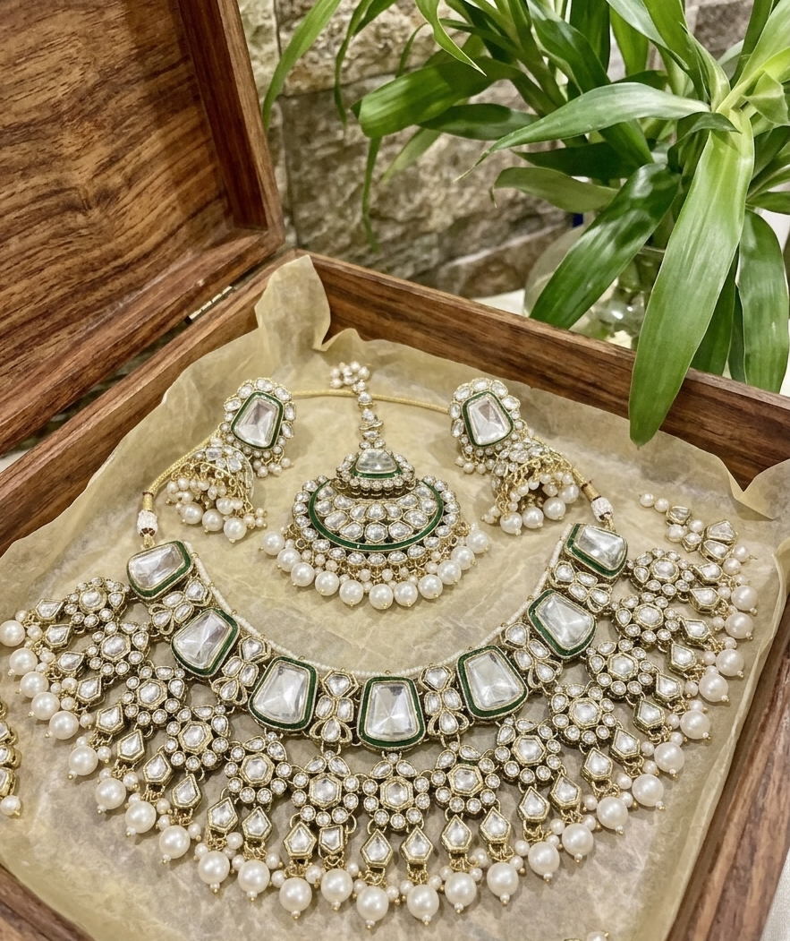 Shafa bridal necklace set - white