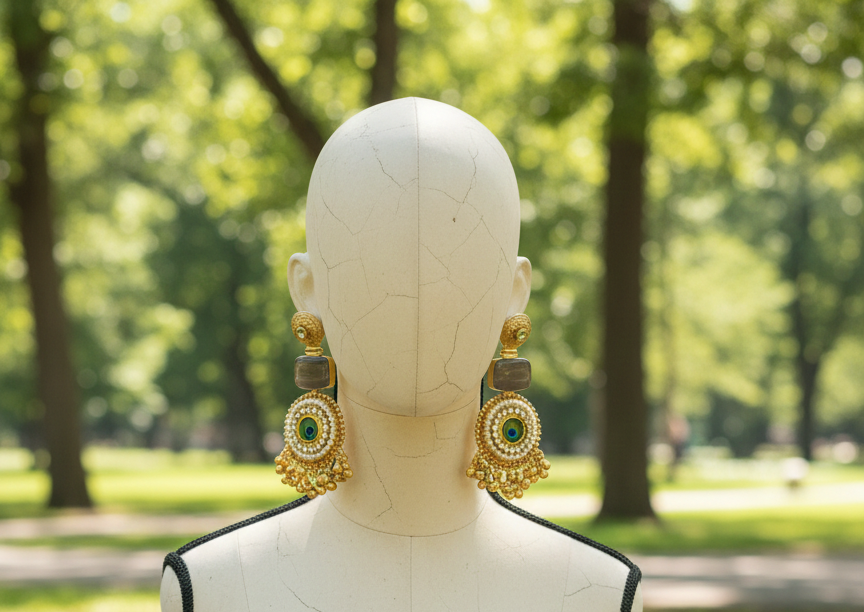 Morni brass jhumar earrings