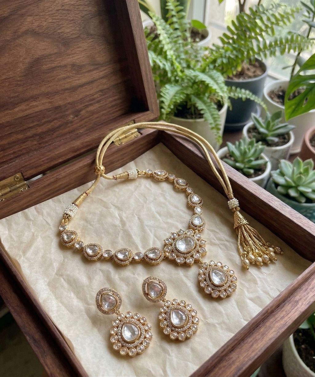 Charan polki necklace set