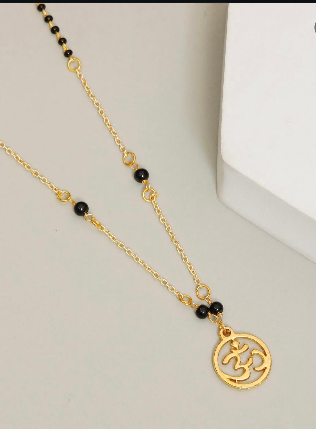 Tara N Tripti Designs - TNT Om Mangalsutra Necklace for Women, Anti Tarnish, Om Pendant, Gold toned