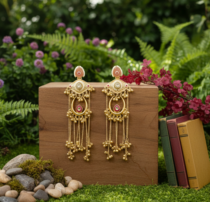 Anarkali brass jhumkas