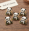 Panda Charms for Jewellery making | Metal charms | DIY Jewellery Making - Pack of 5 charms