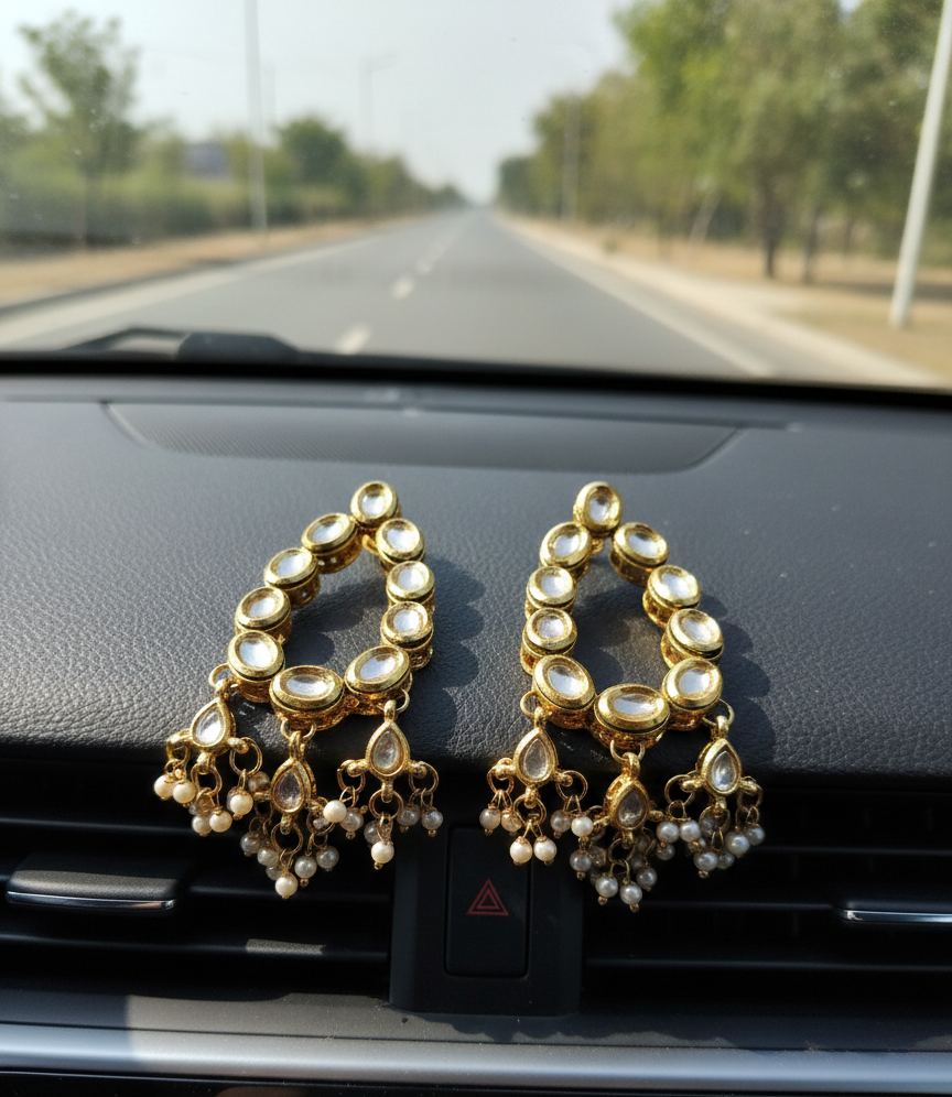 Naina kundan chandbali earrings