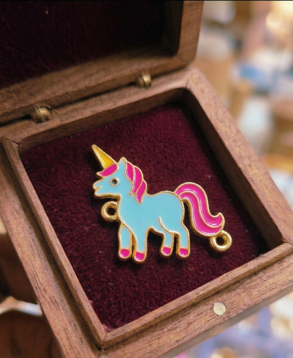 Unicorn Charm Connector, Enamel, Pink, Golden Tone, Fantasy Theme, DIY Jewellery Making, Pack of 10 charms, Unicorn charms for jewellery making