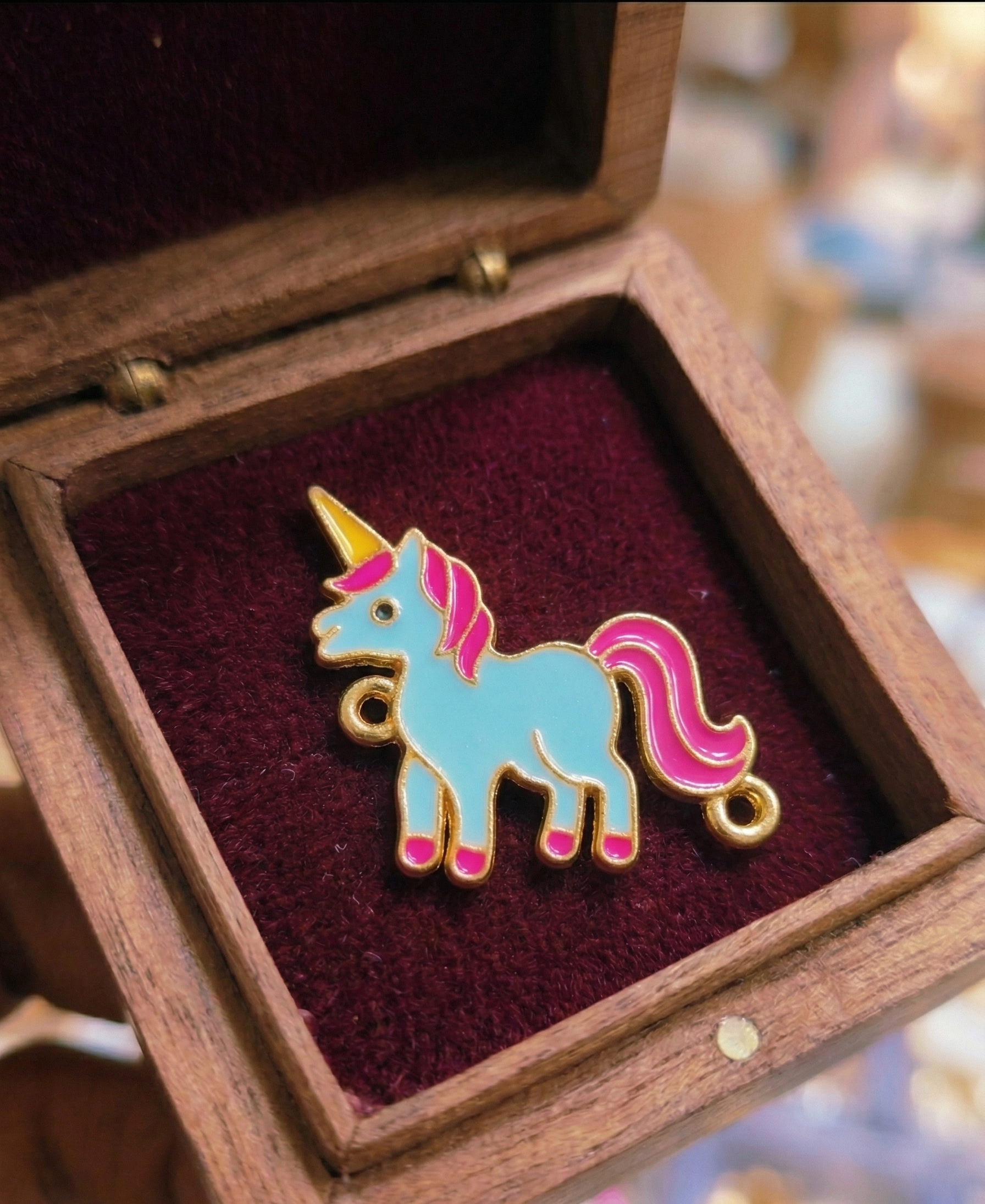 Unicorn Charm Connector, Enamel, Pink, Golden Tone, Fantasy Theme, DIY Jewellery Making, Pack of 10 charms, Unicorn charms for jewellery making