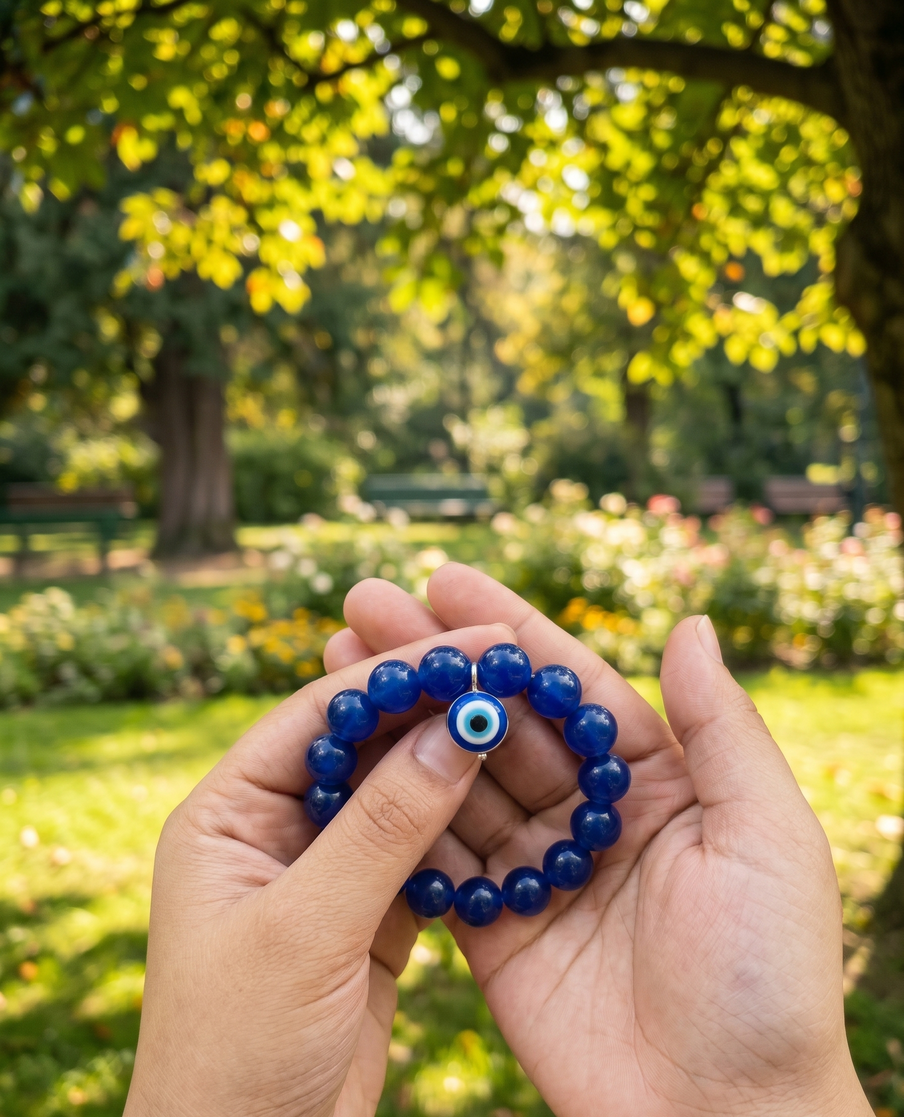 Tara N Tripti Designs - TNT Evil Eye Beaded Bracelet Set, Blue, Crystal and Glass Beads, Stackable, 2 Pieces, 2 to 8 years