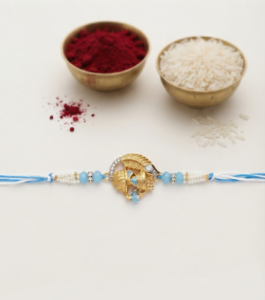 Krishna peacock feather rakhi for brother | Religious Rakhi