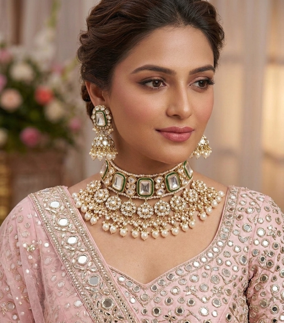 Shafa bridal necklace set - white