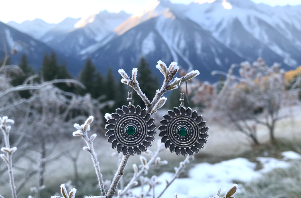 Sunflower metal dangle drop earrings