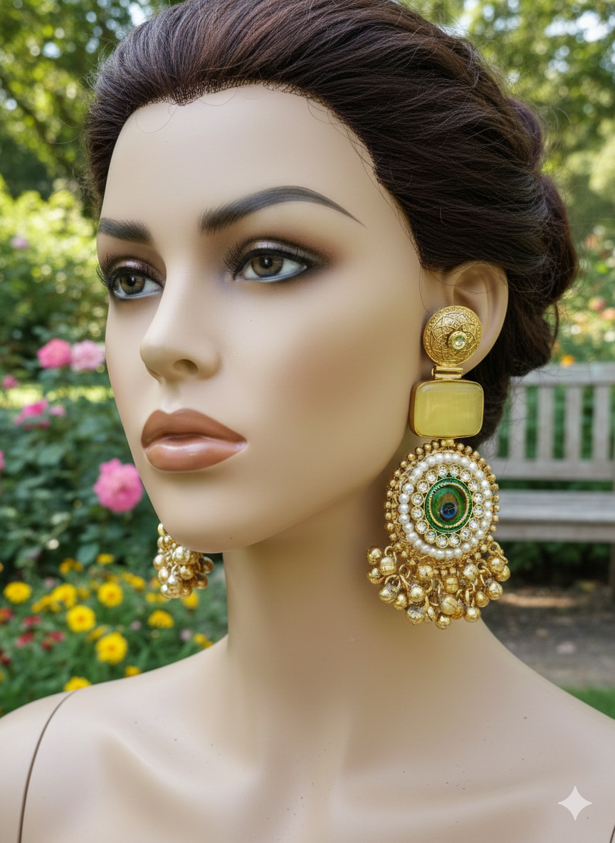 Morni brass jhumar earrings
