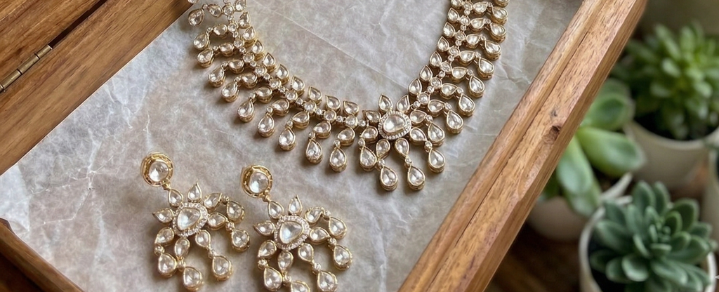 Pushpa semi bridal polki necklace