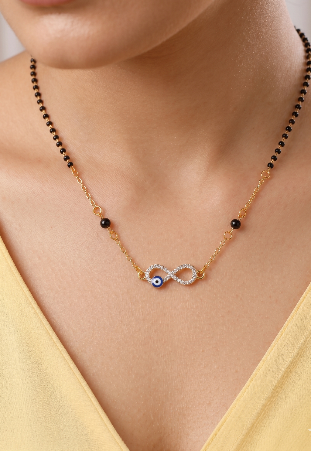 Tara N Tripti Designs - TNT AD Mangalsutra for Women, Evil Eye Infinity pendant necklace