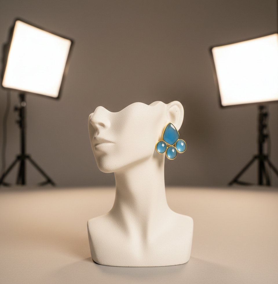 Ahaana blue solid studs earrings