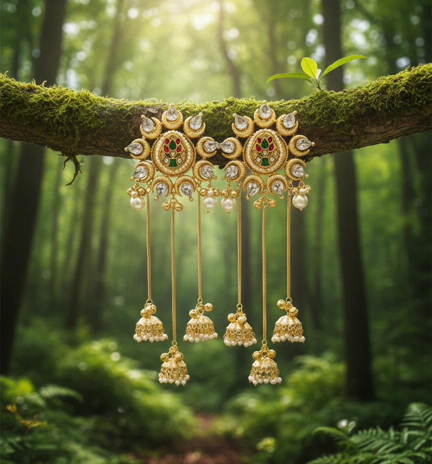 Chandrika Brass Jhumar Earrings