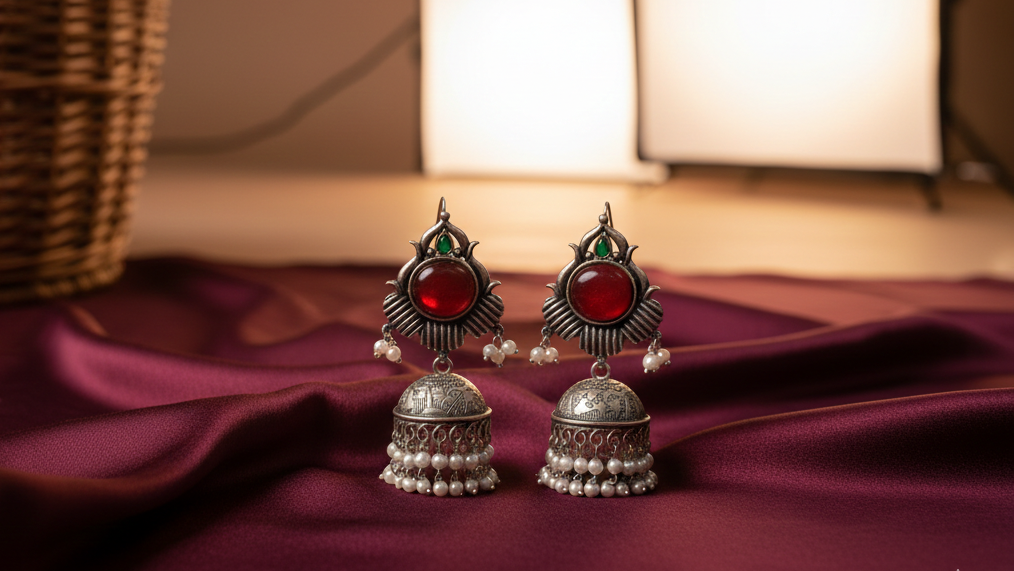 Anandam metal jhumki earrings