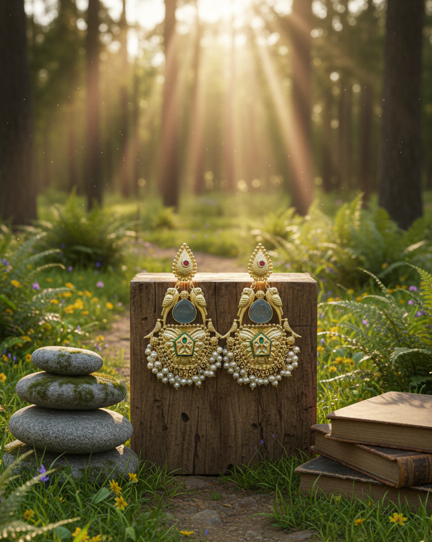 Bhagyashri brass jhumar earrings for women