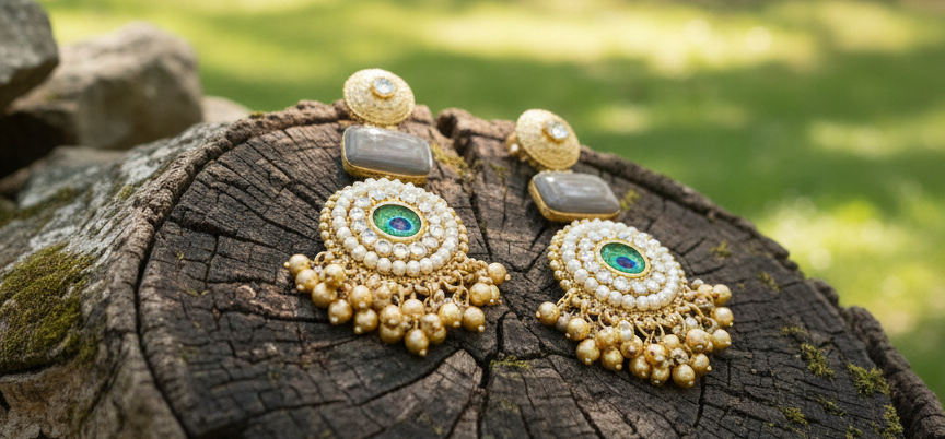 Morni brass jhumar earrings