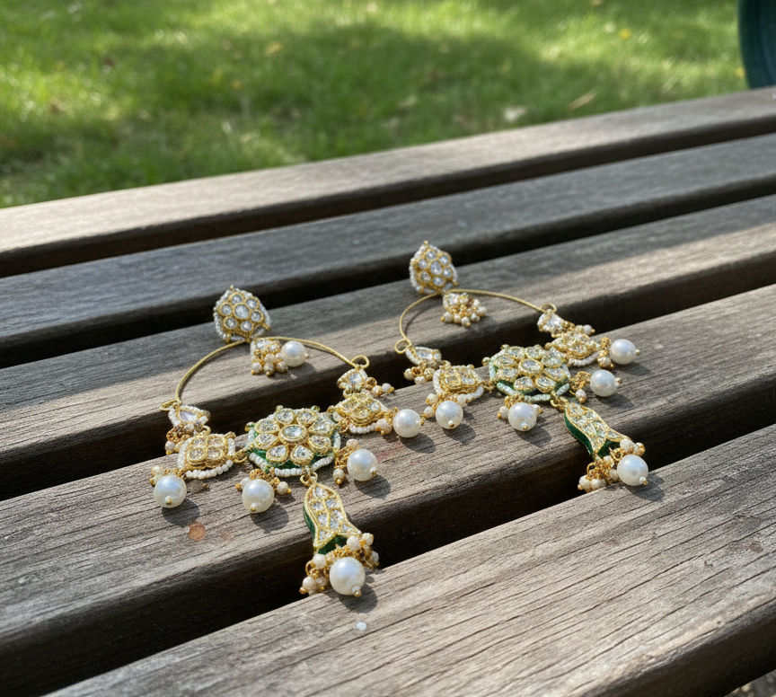 Meenakumari long chandbali earrings