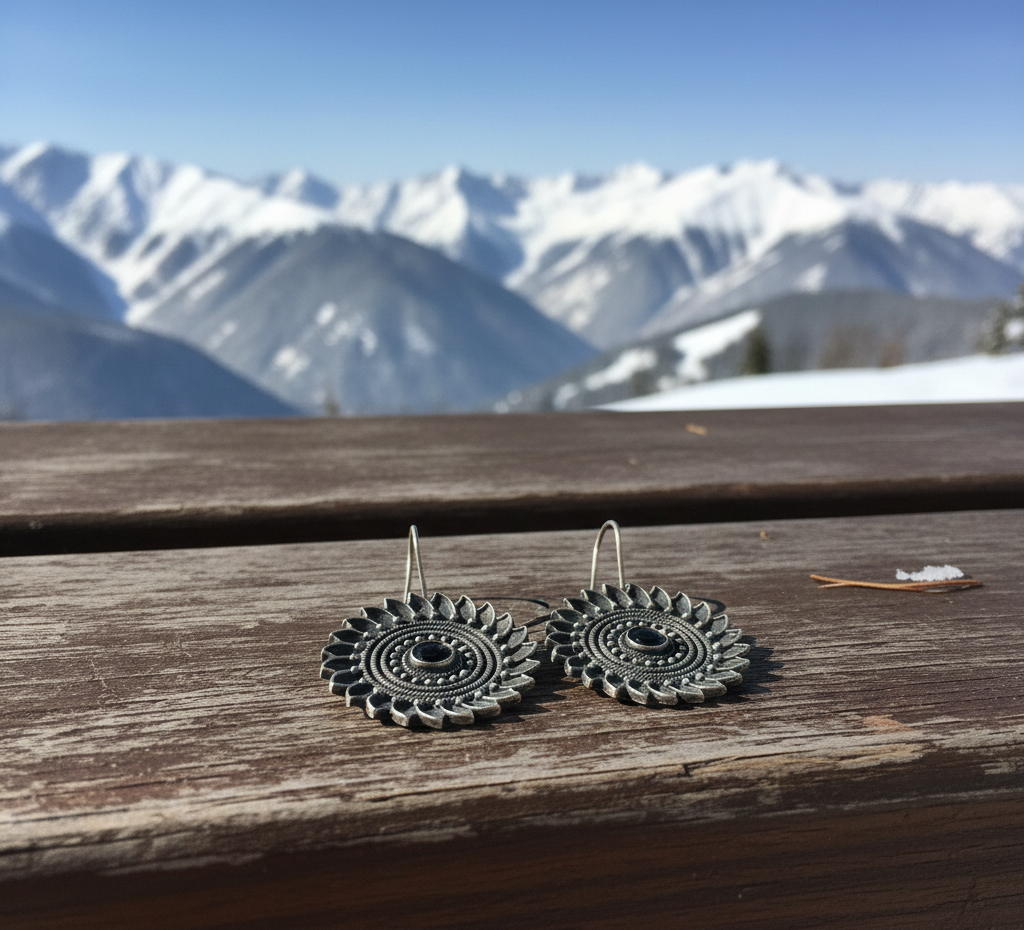 Sunflower metal dangle drop earrings