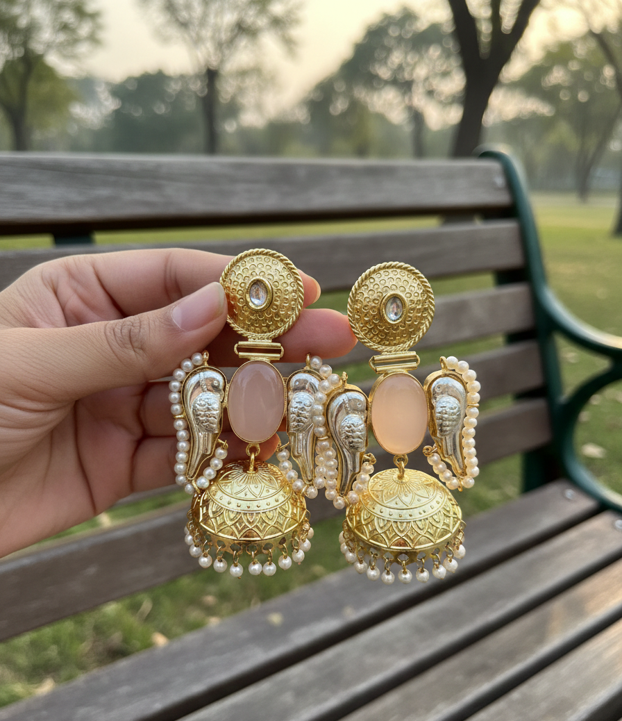 Angel wings brass jhumki earrings for women