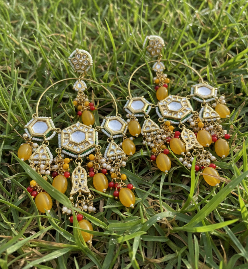 Meenakumari long chandbali earrings
