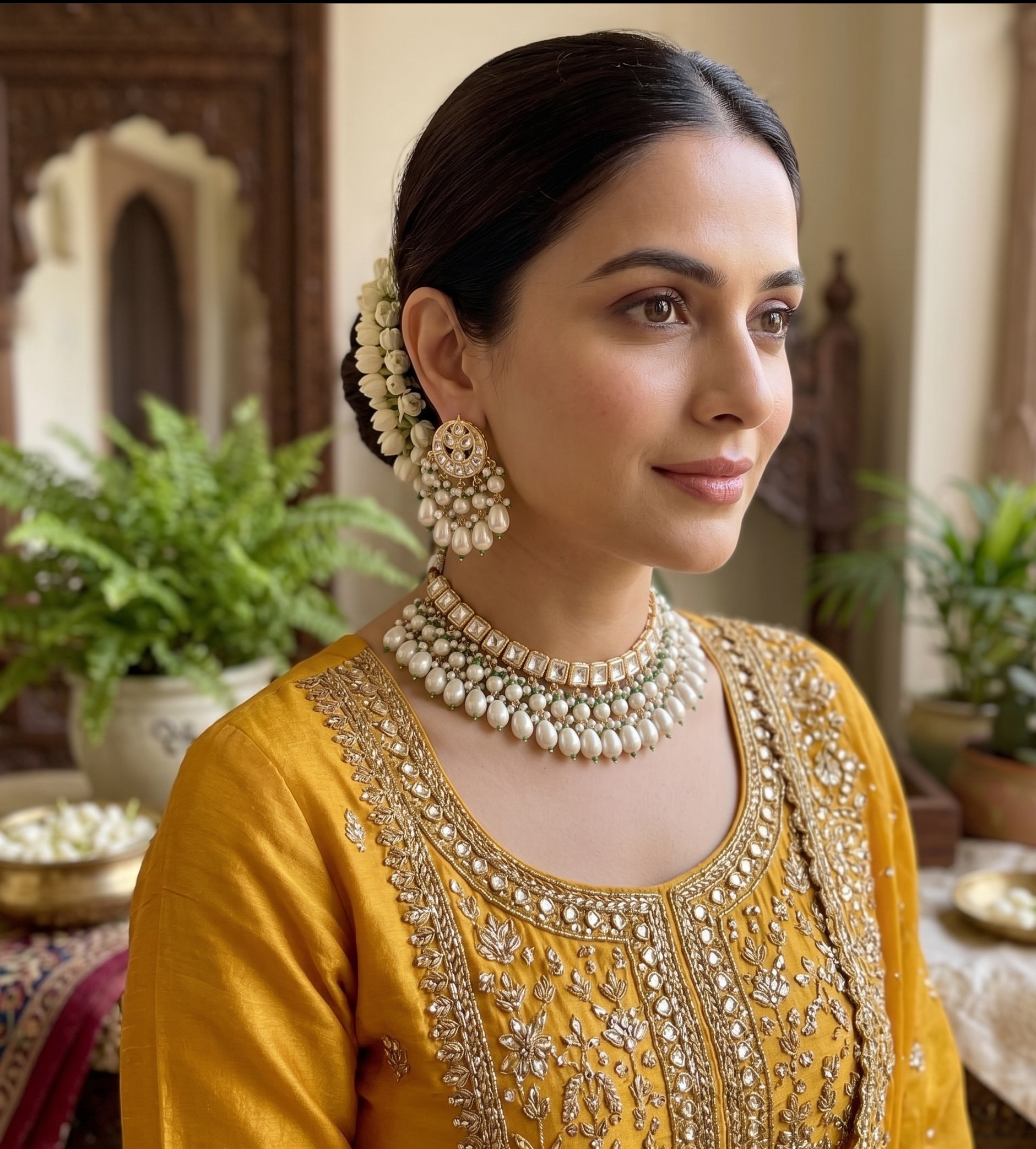 Anjana paachi kundan necklace set