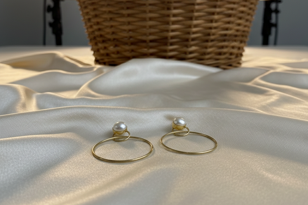 Pinto golden hoop earrings with pearls