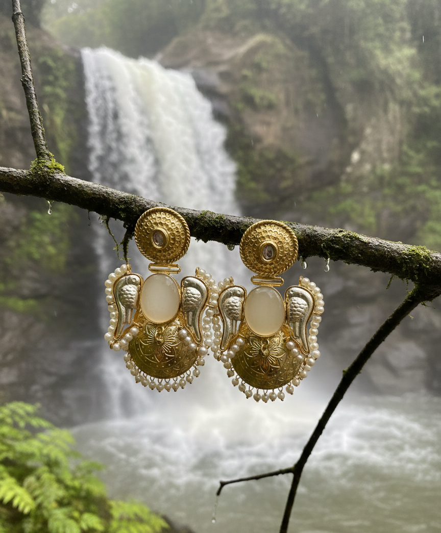 Angel wings brass jhumki earrings for women