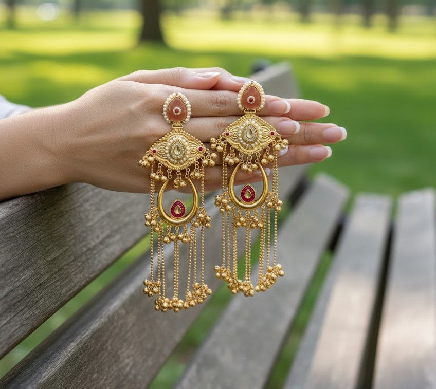 Anarkali brass jhumkas