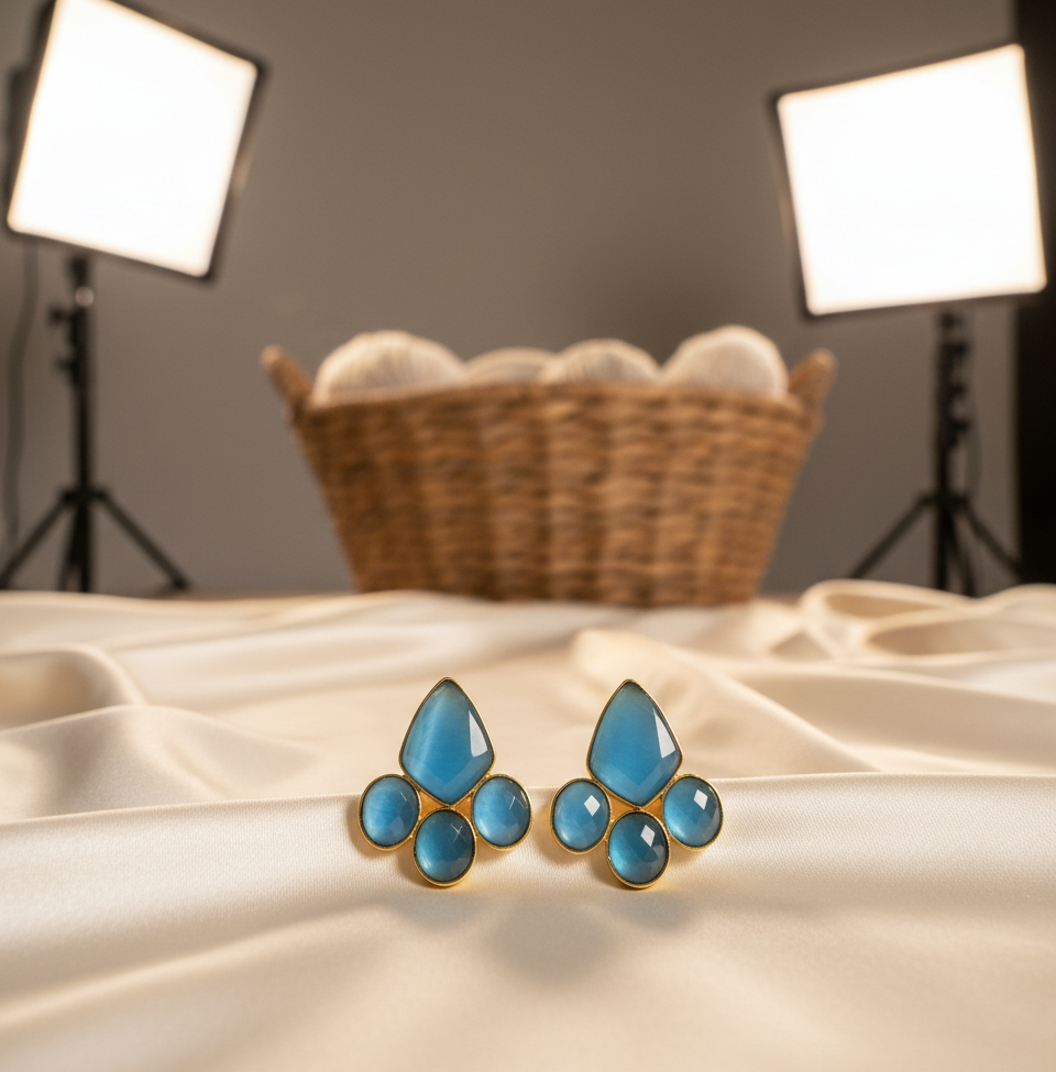 Ahaana blue solid studs earrings