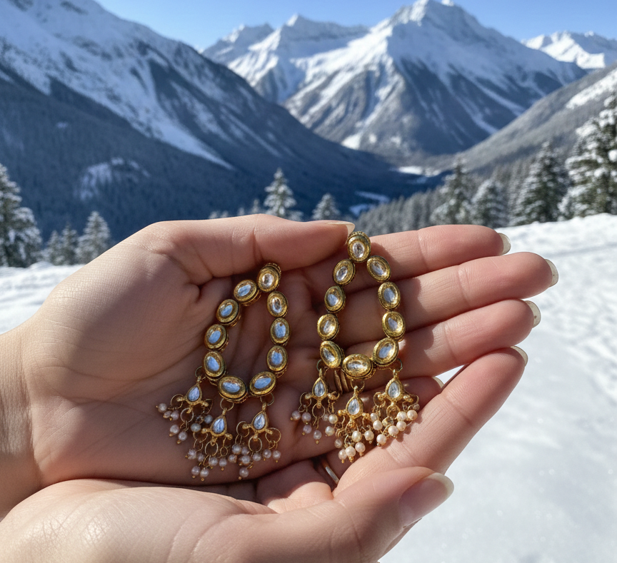 Naina kundan chandbali earrings