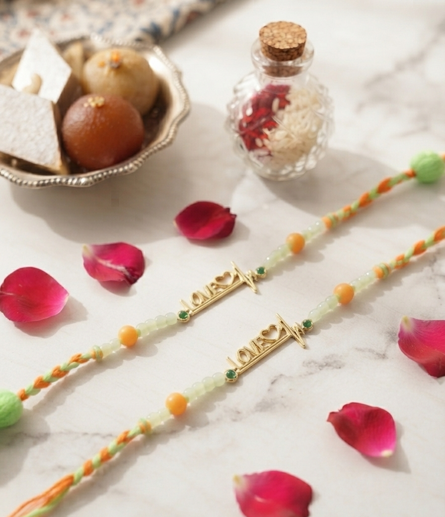Love heartbeat rakhi - golden | Rakhi for brother