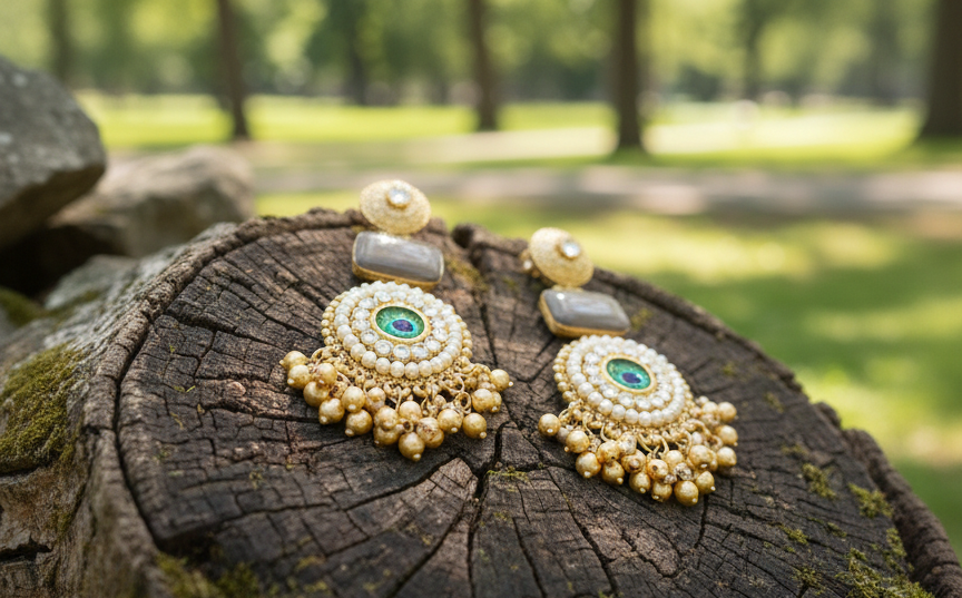 Morni brass jhumar earrings