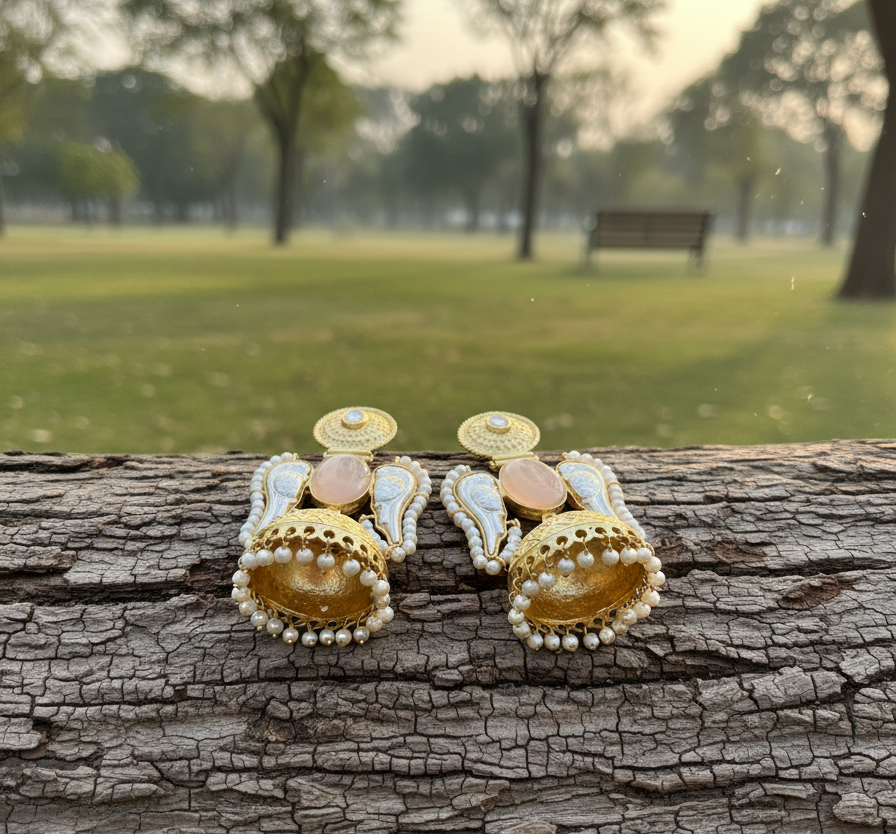 Angel wings brass jhumki earrings for women