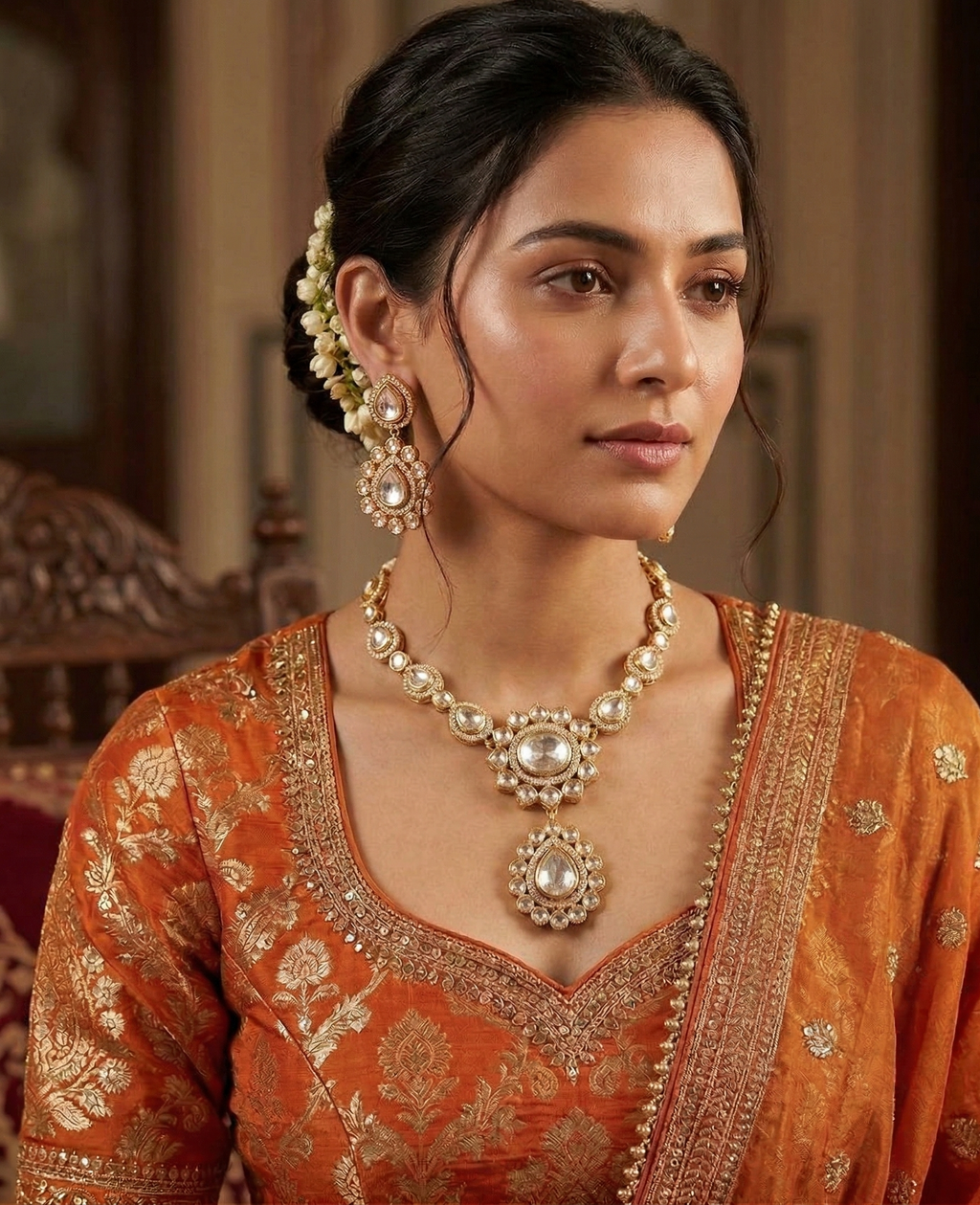 Charan polki necklace set