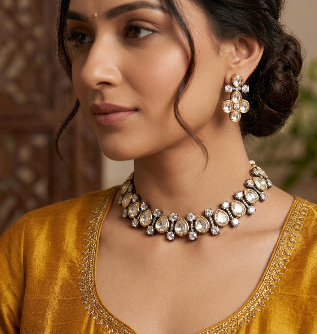 Tatvam mossanite necklace set