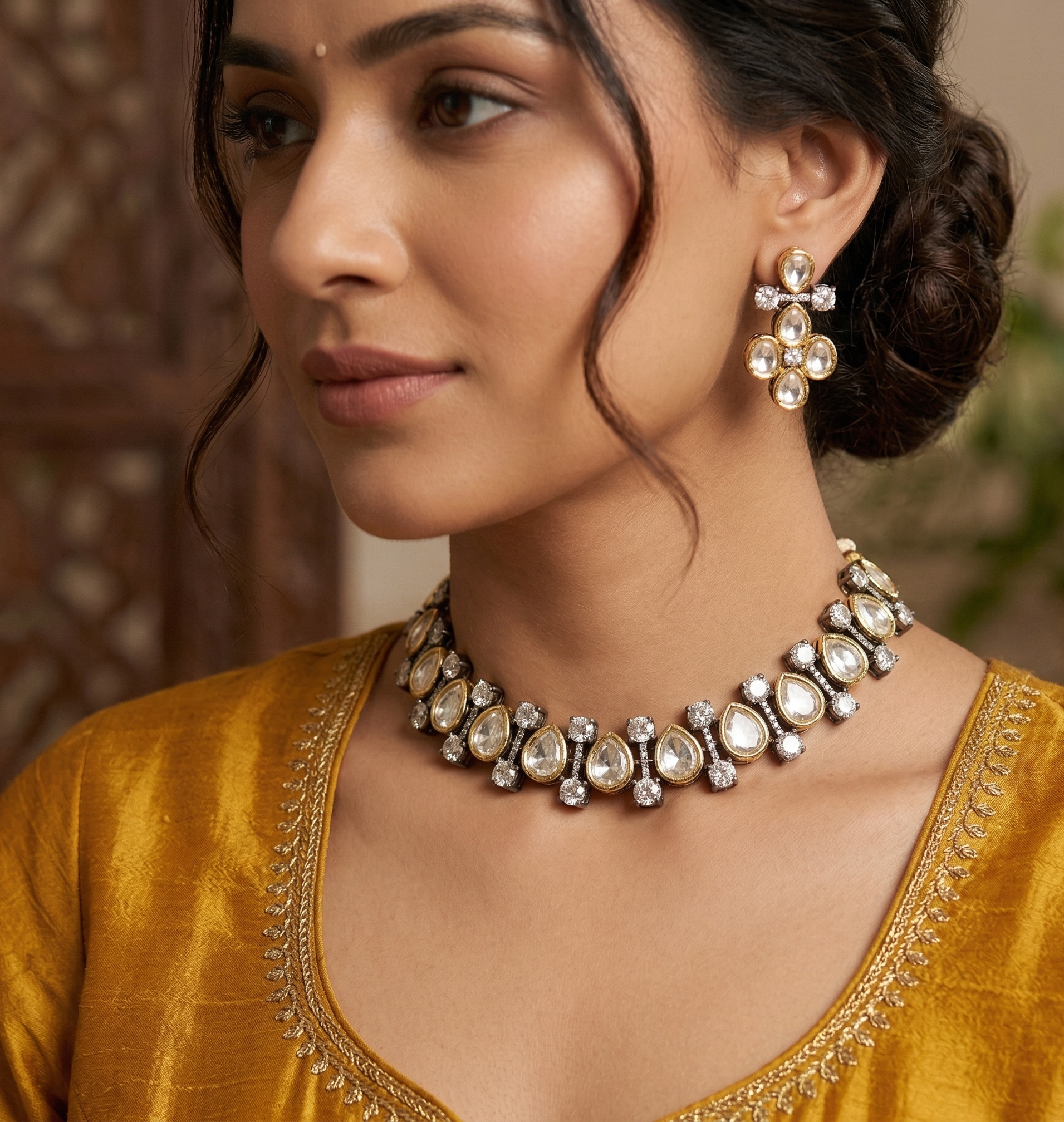 Tatvam mossanite necklace set