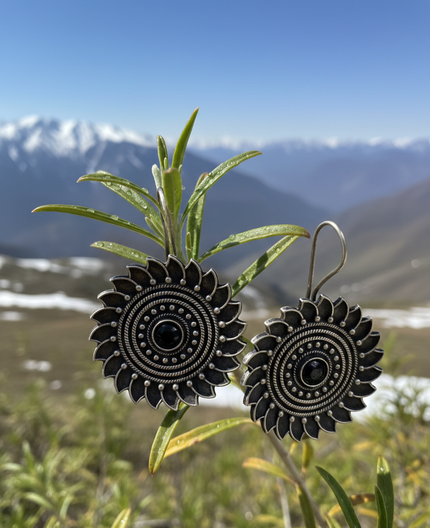 Sunflower metal dangle drop earrings