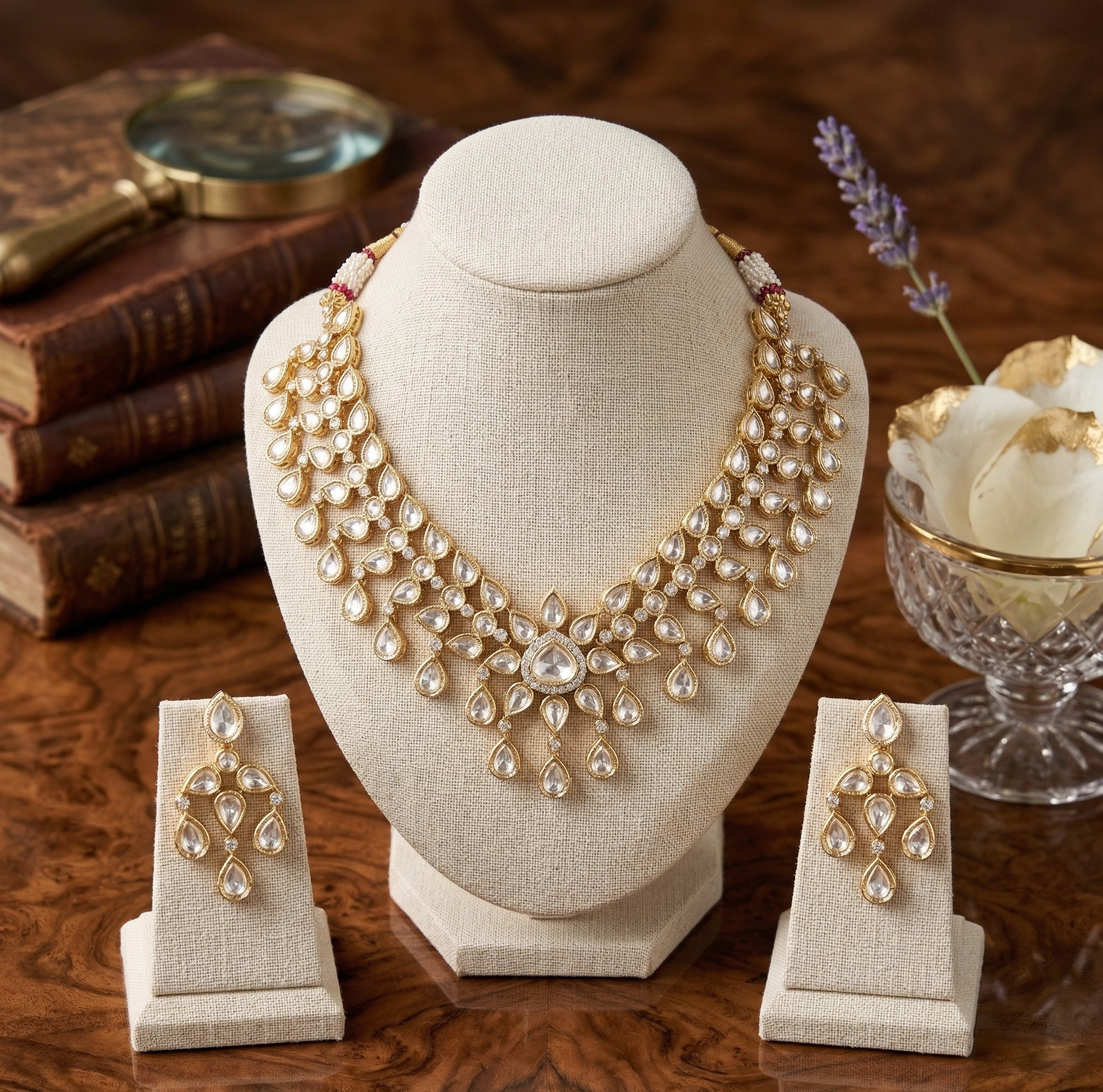Pushpa semi bridal polki necklace