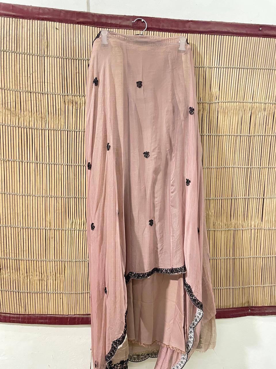 Champagne & Blush Pink Designer Suit Set | Unstitched Tissue Fabric