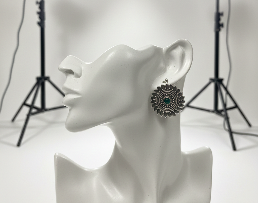 Sunflower metal dangle drop earrings
