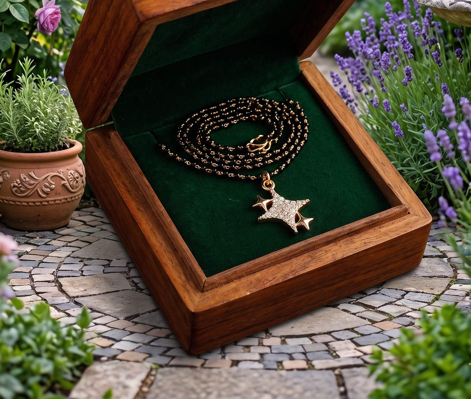 Tara N Tripti Designs - TNT AD Star Mangalsutra for Women, Golden AD star necklace