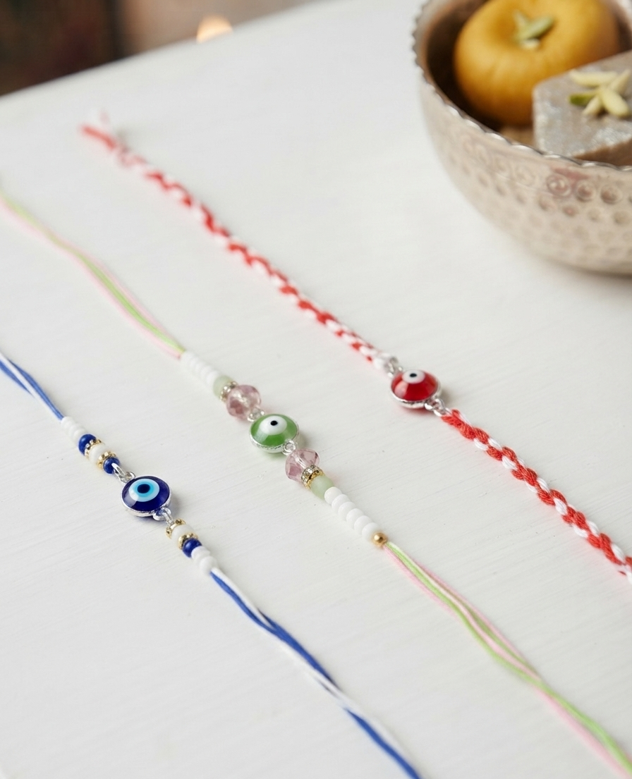 Evil eye rakhis for kids- Pack of 3| Rakhis for Tiny hands